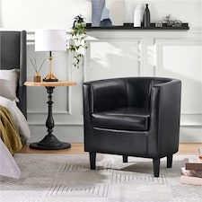 Yaheetech Faux Leather and Barrel-shaped Accent Chair | Black
