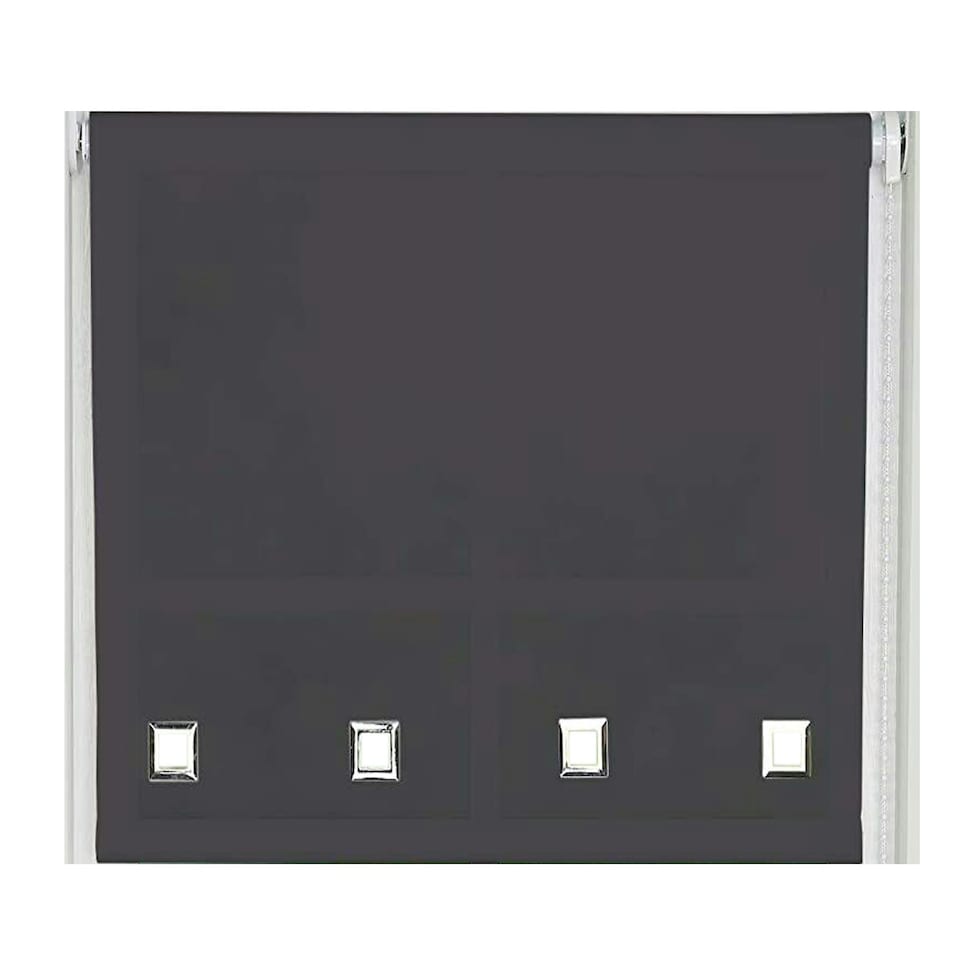 image 1 of 100cm Black Square Eyelet Edge Roller Blind | Black | Black