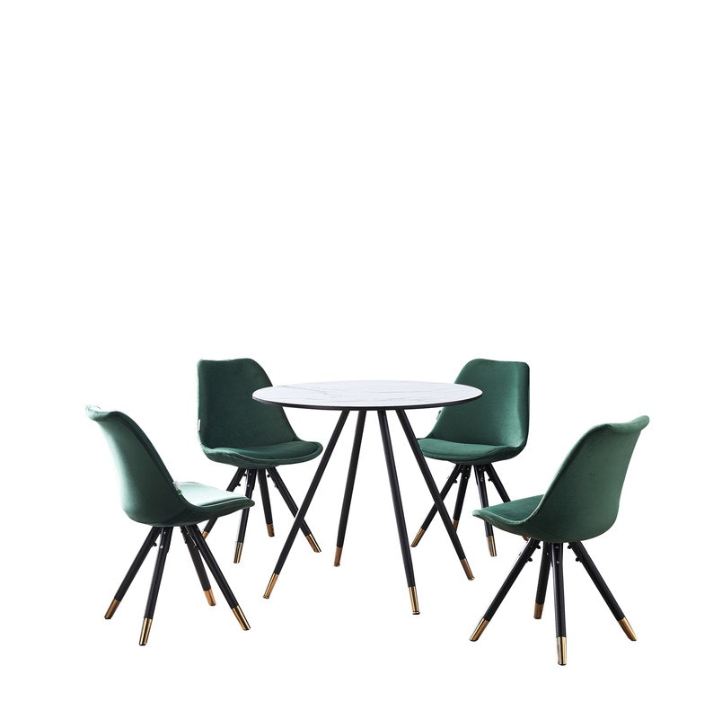 Sofia Dorchester LUX Dining Set â Sleek White Dining Table with Set of 4 Chairs, Modern Elegant Design for Stylish Dining Rooms Green Green