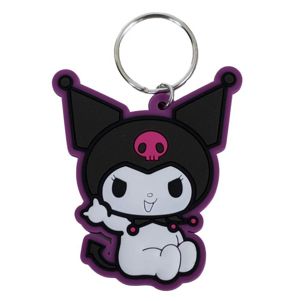 image 1 of Sanrio Rock Hand PVC Kuromi Keyring - Multicoloured - 65mm x 55mm