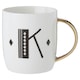 image 1 of Interiors By Premier Diamond Deco K Letter Monogram Mug,Durable Bone China Coffee Mug,Reusable Coffee Cup With Gold Finish Handle