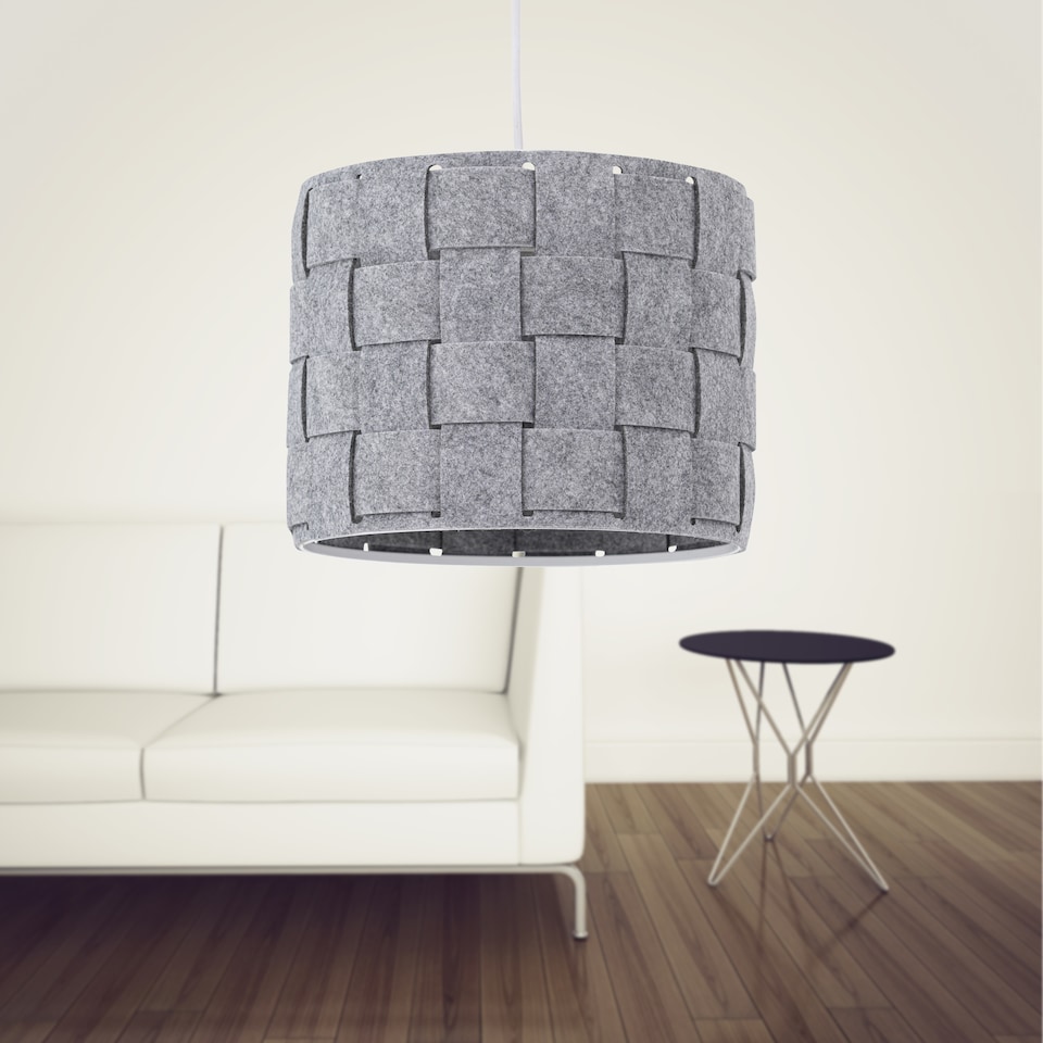 image 1 of Warner - Grey Felt Weave Easy Fit Pendant Shade | Grey | Medium | 1