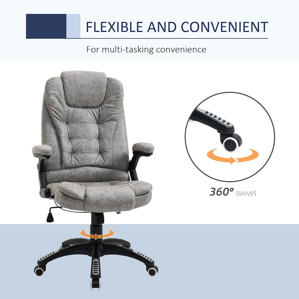 image 1 of Vinsetto High Back Home Office Chair Swivel Microfibre Fabric Desk Chair, Grey