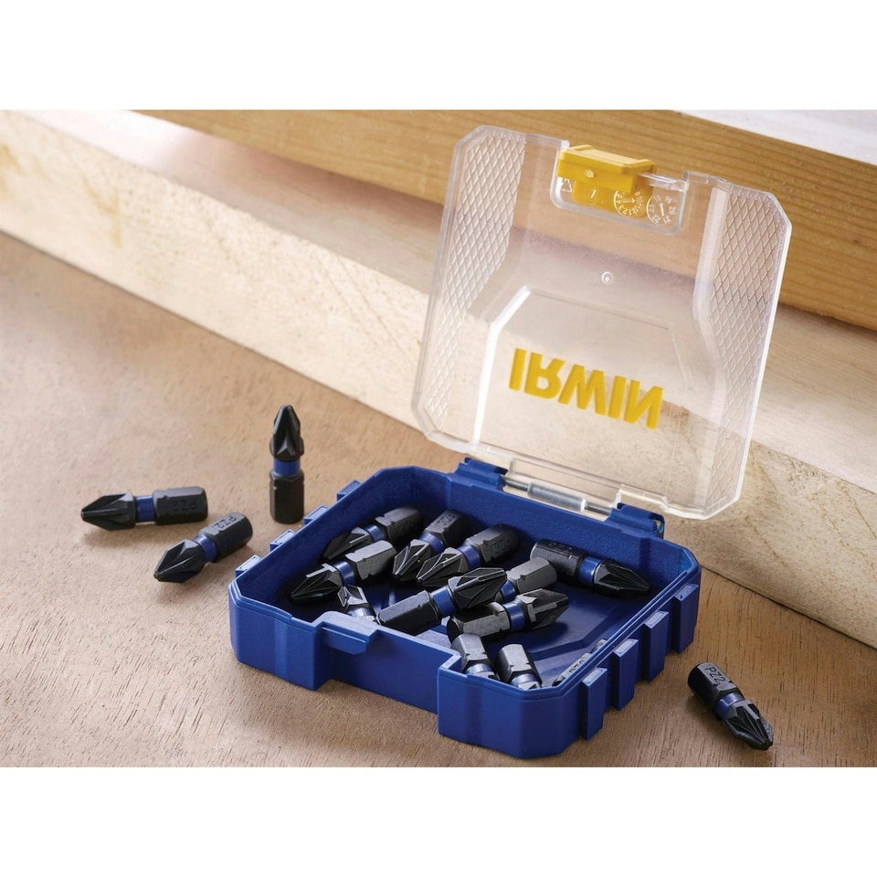 image 1 of Irwin Impact Pro Performance Screwdriver Bits, Pozidriv - Multi Colour - PZ2 25mm Pack of 20