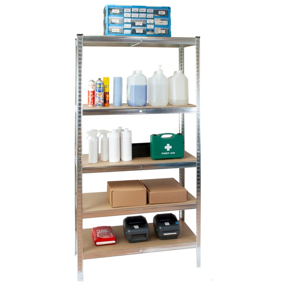 image 1 of TekBox Boltless Garage Silver Shelving Rack
