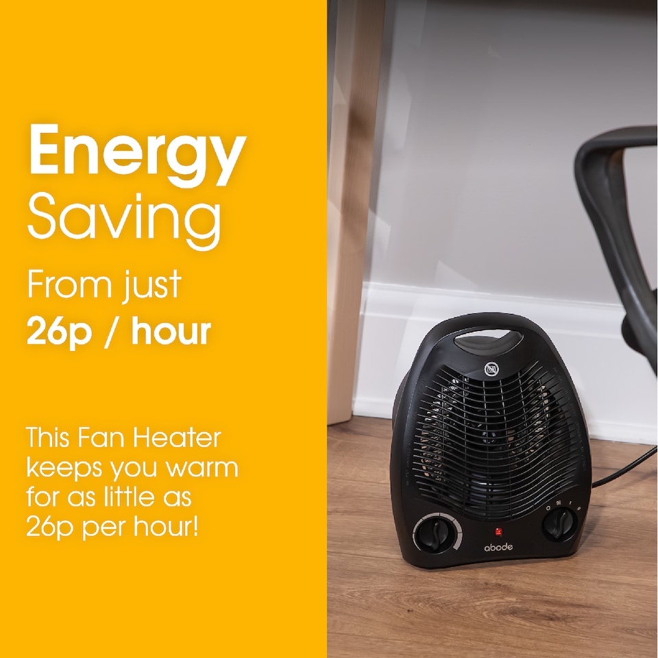 image 1 of Abode AFH1002B Electric Heater Black 2000W Cooling Fan Mode with 2 Heat Settings