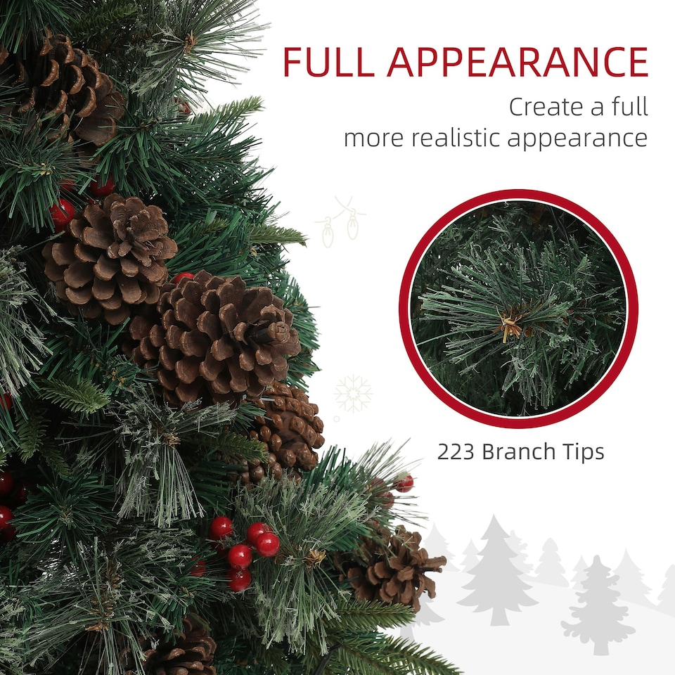 image 1 of HOMCOM 4ft Artificial Christmas Tree with 60 Warm White LED Lights