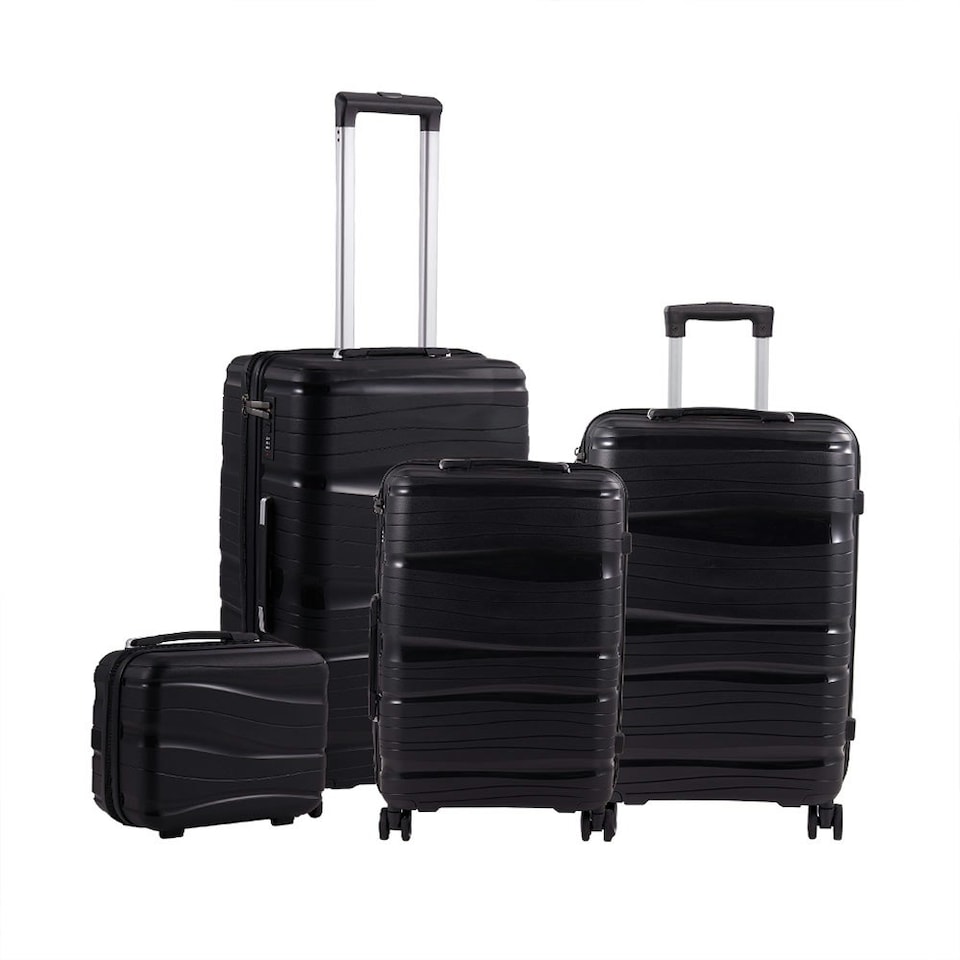 image 1 of Living and Home 4 Wheels Lockable Travel Suitcase Set of 4 - Black 28+24+20+14 Inch Black | Large