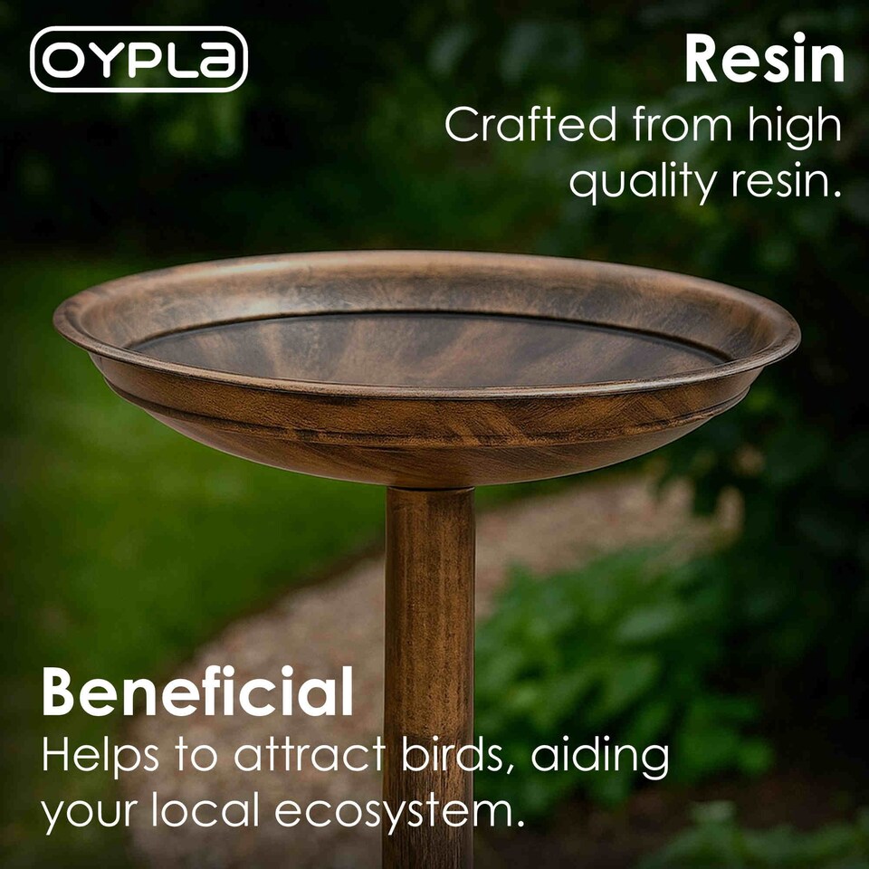 image 1 of Traditional Ornamental Pedestal Garden Water Bird Bath (Bronze)