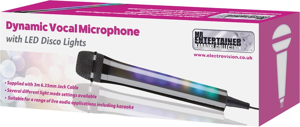 image 1 of Mr Entertainer Dynamic Vocal Microphone with LED Lights Black