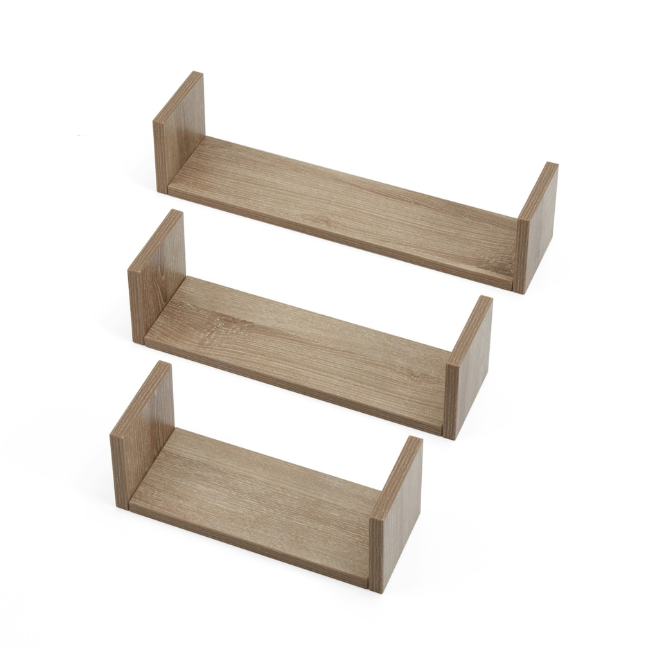 image 1 of Tutti Bambini Set of Three U-Shaped Wall Shelves - Oak