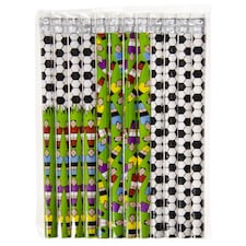 Pack of 12 Coloured Football Design Pencils with Eraser