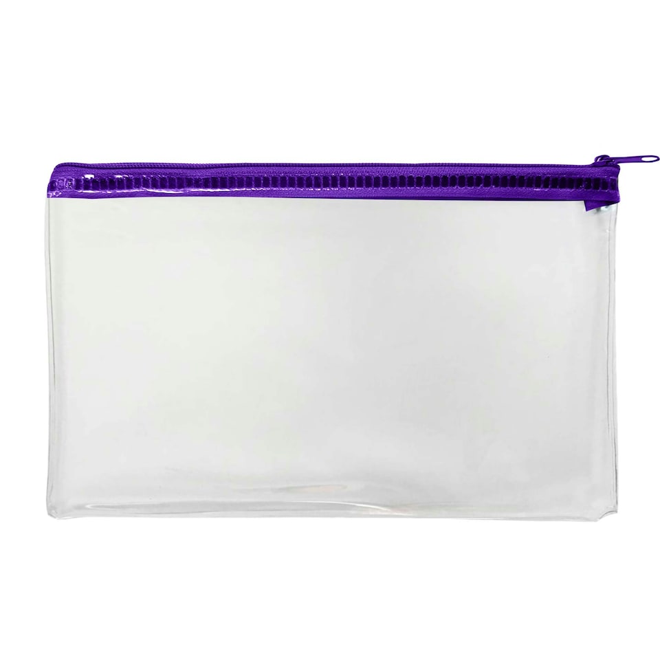 image 1 of Janrax 8x5" Purple Zip Clear Exam Pencil Case
