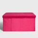 image 5 of OHS Matte Velvet Soft Long Rectangle Foldable Footstool Seat Storage Organiser Ottoman Pink | Bright Pink