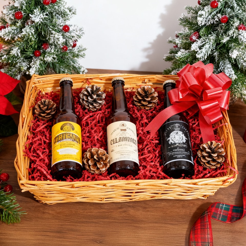 image 1 of Wickerfield Honey Wicker Gift Hamper Basket Kit with Shredded Paper