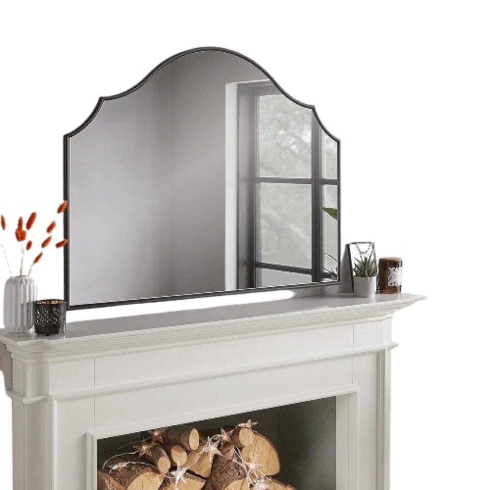 image 1 of Arcus Black Overmantle Mirror Black | H 71cm x W 94 cm x D 1.5cm
