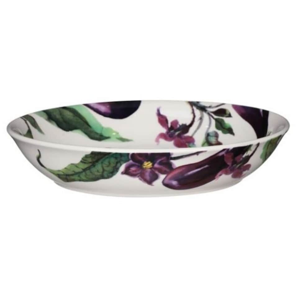image 1 of Pasta Bowl: 1 x 23cm Emma Bridgewater Aubergine & Flowers Medium Pasta Bowl, Ceramic White