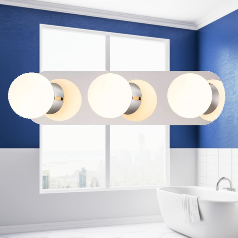 image 1 of Iris - Chrome with Opal Glass Bathroom LED Wall light