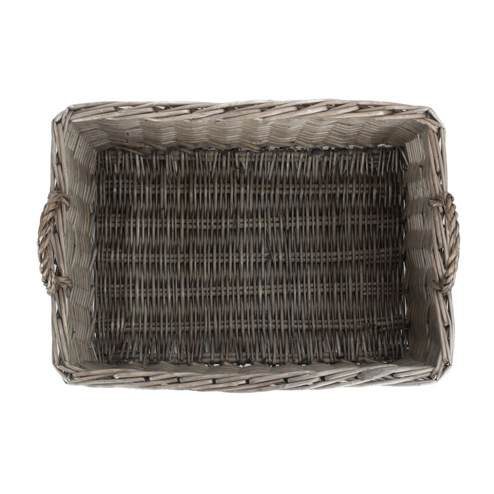 image 1 of Medium Shallow Antique Wash Storage Basket | Brown | Brown