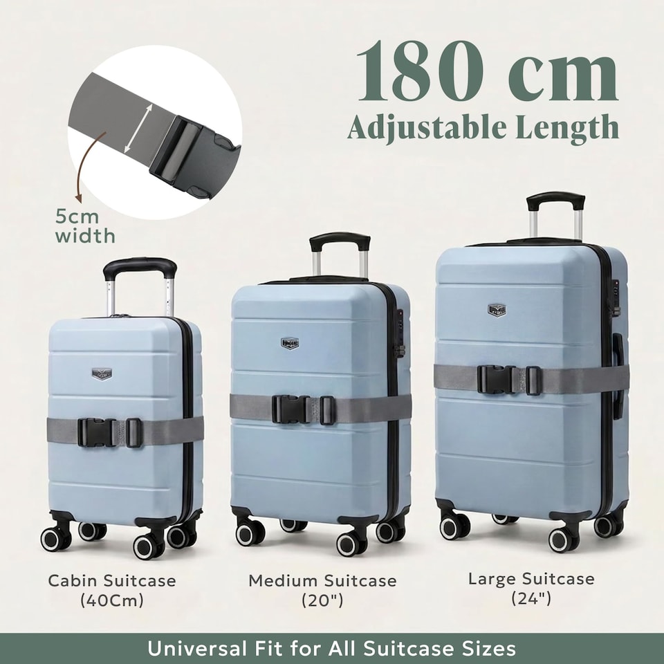 image 1 of Lugg Luggage Straps 2 Pack Adjustable Suitcase Belts 180 cm Polyester Webbing