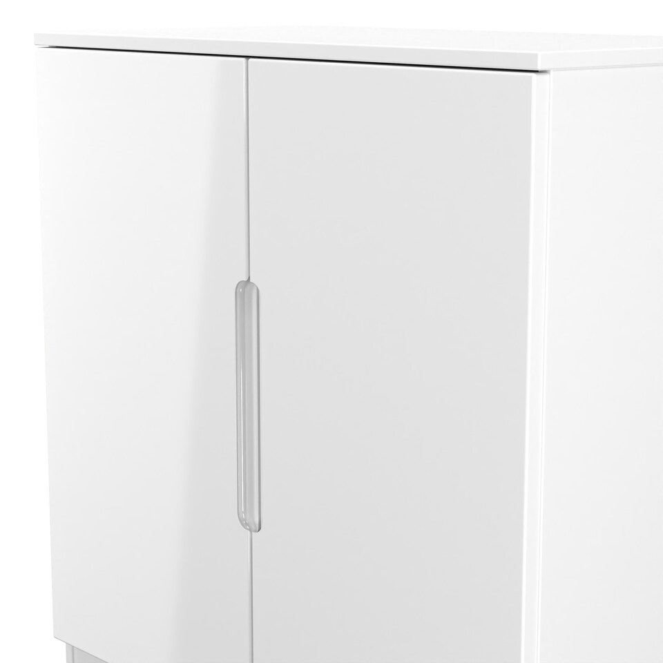 image 1 of Lucca 2 Door Cabinet in White Gloss & White Matt (Ready Assembled) | White | White Gloss & White Matt