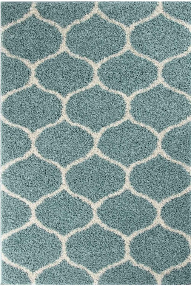 image 1 of The Rugs Moroccan Collection Soft High Pile Shaggy Trellis Floor Rugs and Runners Living Room