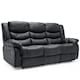 image 9 of Seattle 3 Seater Manual High Back Bonded Leather Recliner Sofa (Black)