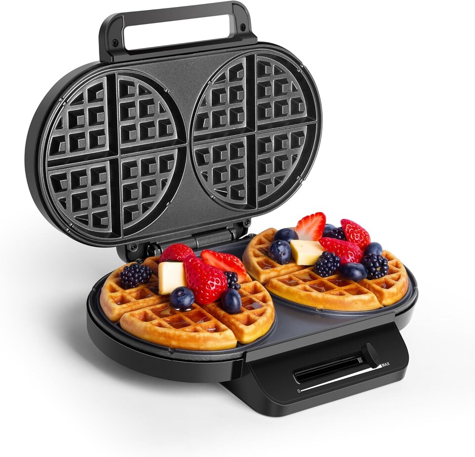 image 1 of VonShef Dual Round Waffle Maker with Non-Stick Plates