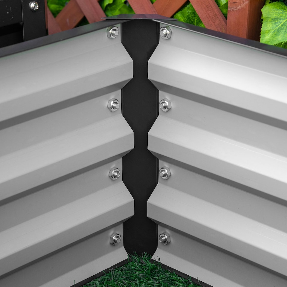 image 1 of Outsunny Set of 2 Raised Garden Bed Galvanised Planter Box Easy Setup Dark Grey