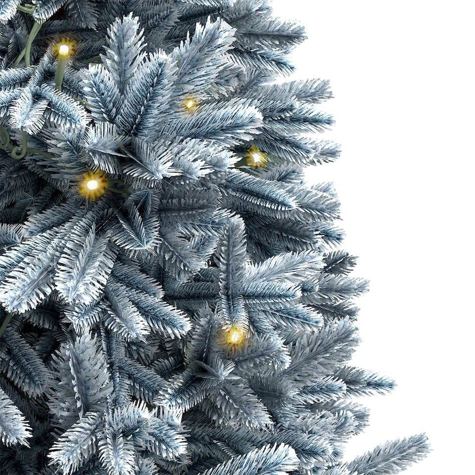 image 1 of Luxury 7ft Pre-Lit Faux Hinged Snowy Christmas Tree