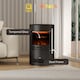 image 7 of HOMCOM Fireplace Electric Heater Stove w/ Thermostat Control Black Freestanding | Black