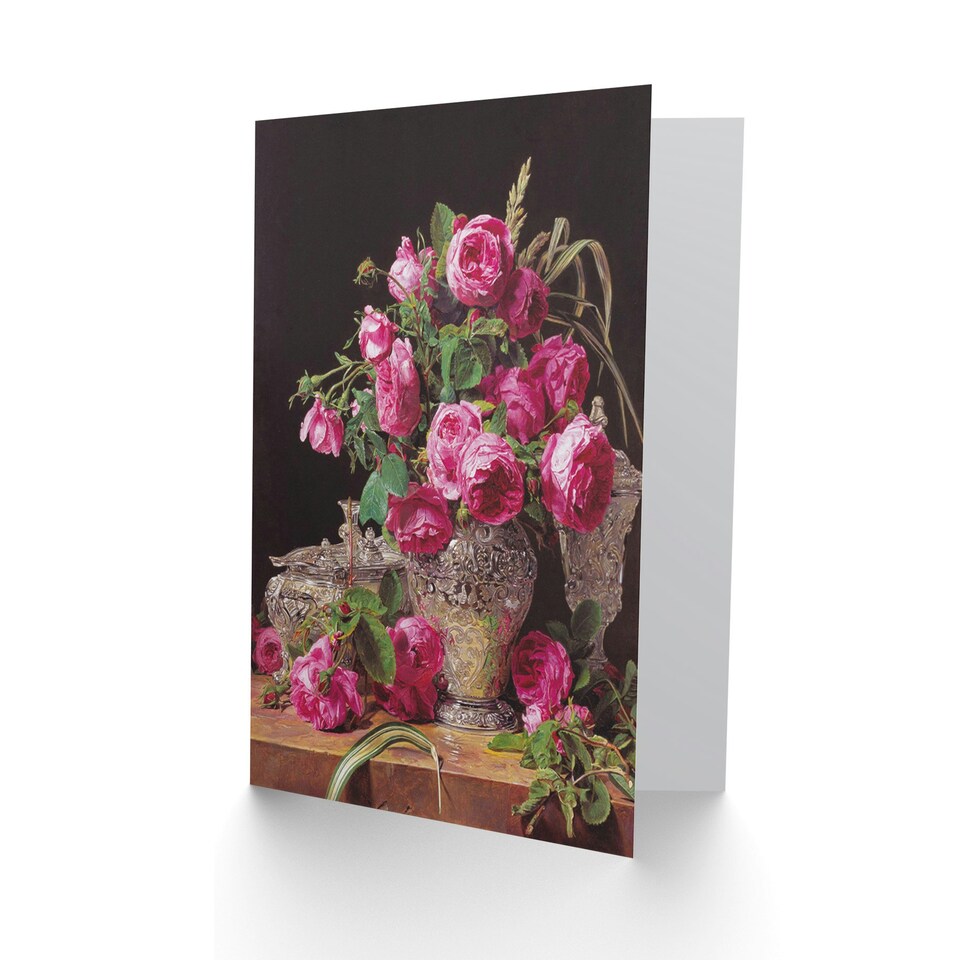 image 1 of Still Life Waldmuller Roses Art Blank Just to Say Card