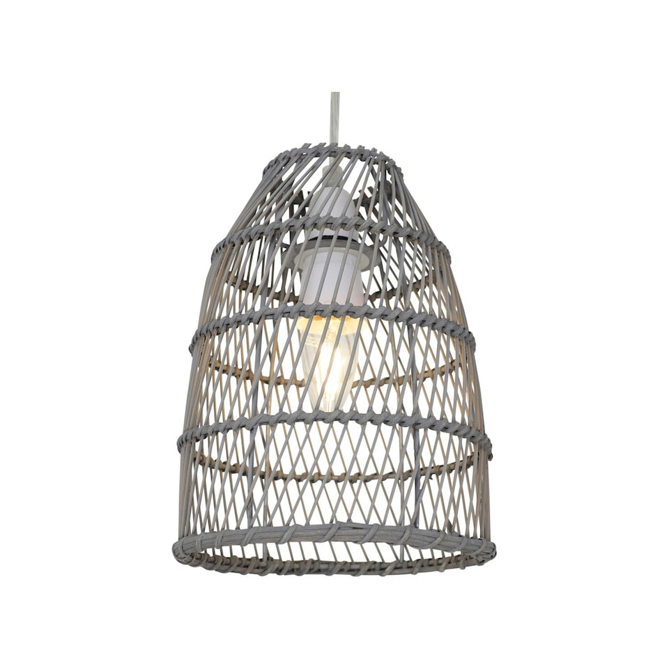 image 1 of Set of 2 Bamboo - Grey Bamboo Easy Fit Pendant Shades Grey
