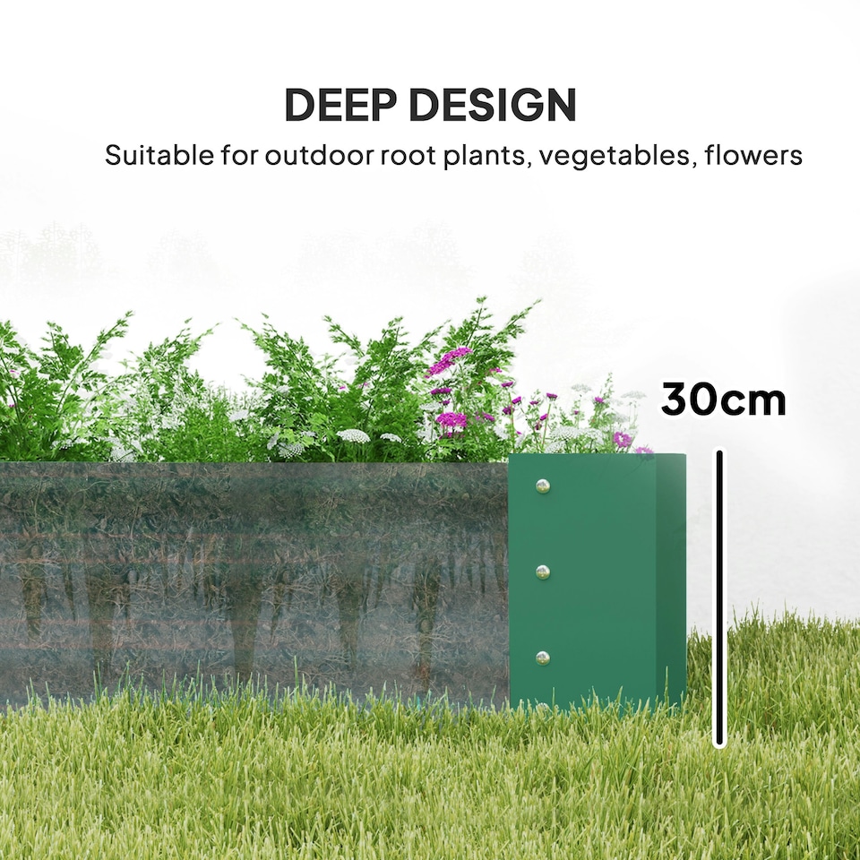 image 1 of Outsunny Galvanised Raised Garden Bed, 180x90x30cm Raised Planter, Green 