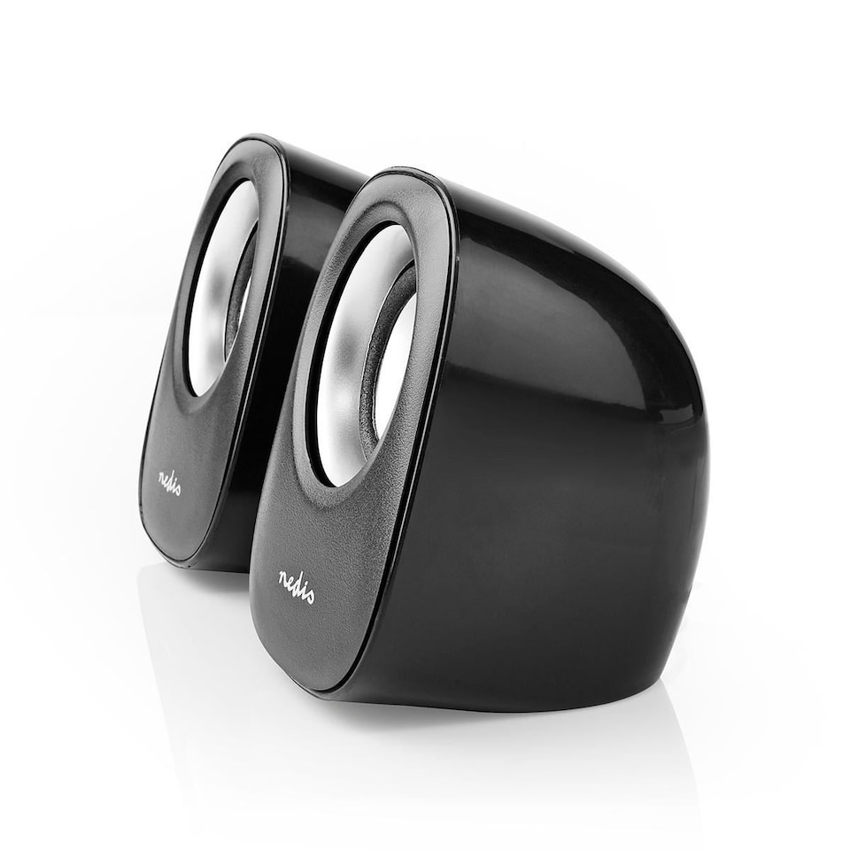 image 1 of Nedis PC Speakers for Computer, Laptop, Tablet, Smartphone, Portable Speaker Set 12W, Wired with USB and 3.5mm Jack, Black and Silver