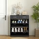 image 8 of HOMCOM Slim Shoe Cabinet with 2 Flip Drawers for 12 Pairs of Shoes Black 