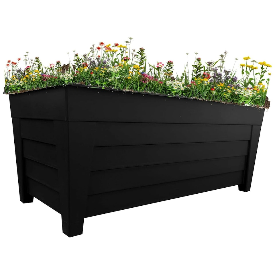 image 1 of 4 Black Large Grosvenor Troughs Long Flower Planters For Home & Garden Black