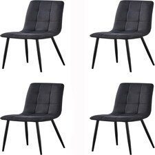 MCC Direct Henri Faux Suede Leather Dining Chairs Set of 4 Black