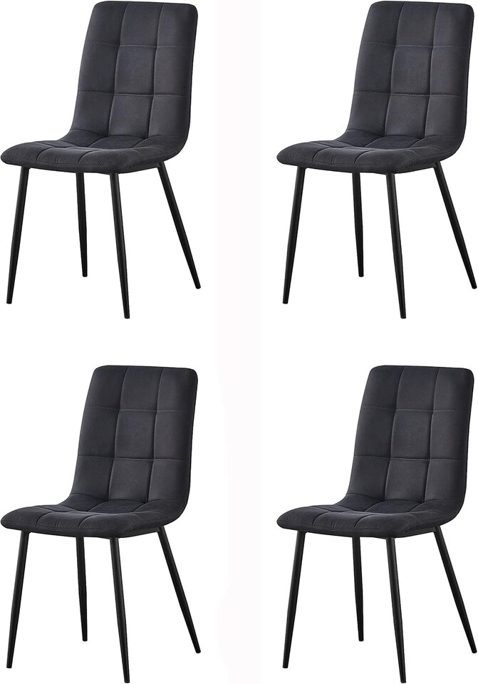 image 1 of MCC Direct Henri Faux Suede Leather Dining Chairs Set of 4 Black