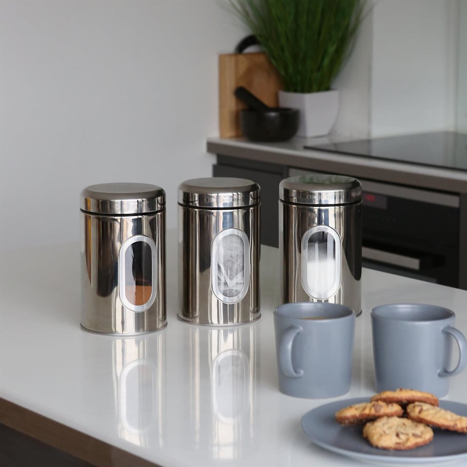 image 1 of Harbour Housewares Stainless Steel Food Storage Container with Window - Brushed