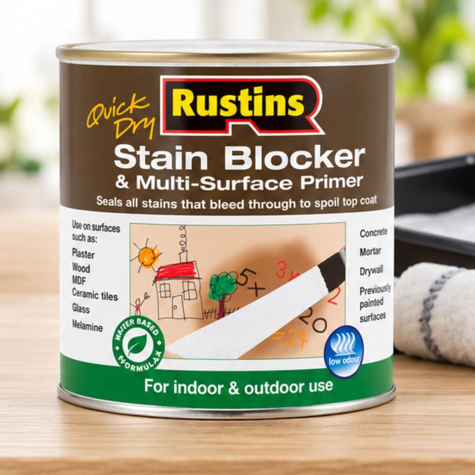 image 1 of Rustins Stain Blocker & Multi-Surface Primer - 500ml - Versatile All-Surface Primer for Blocking Stains