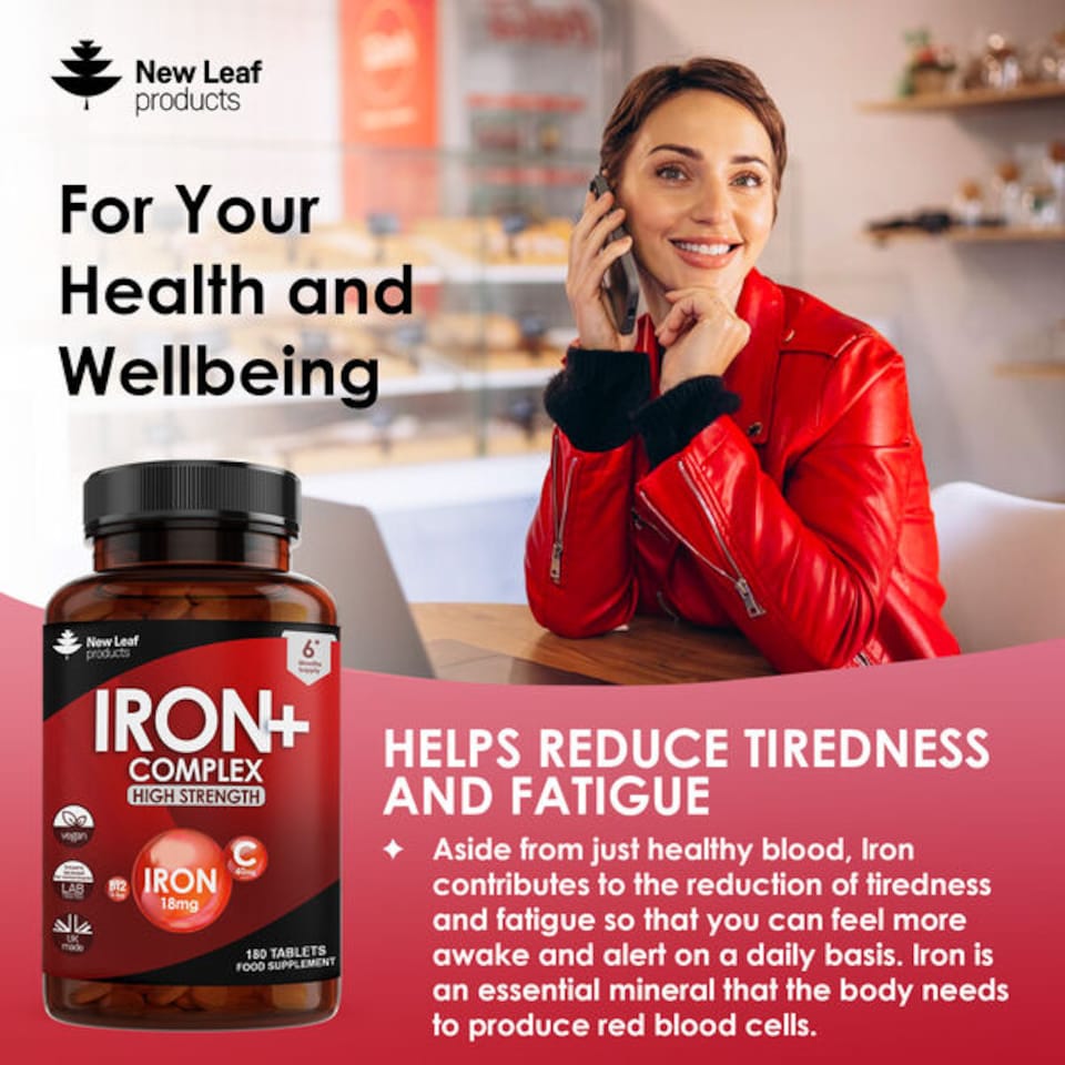 image 1 of Iron Tablets Complex High Strength Complex + Vitamins C, B12