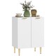image 1 of HOMCOM Sideboard Buffet Cabinet with Adjustable Shelf, White White | Gold handles and legs