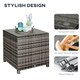 image 7 of Outsunny Patio PE Rattan Side Table, Square Outdoor Coffee Table w Tempered Glass Top, Mixed Grey