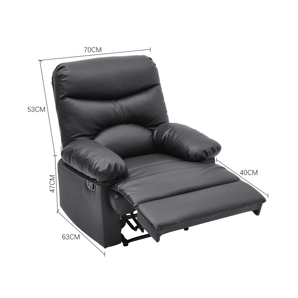 image 1 of Living and Home Manual Faux Leather Recliner Armchair - Black