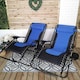 image 3 of Set of 2 Luxury Padded Multi Position Zero Gravity Garden Relaxer Chair Lounger in Blue & Black