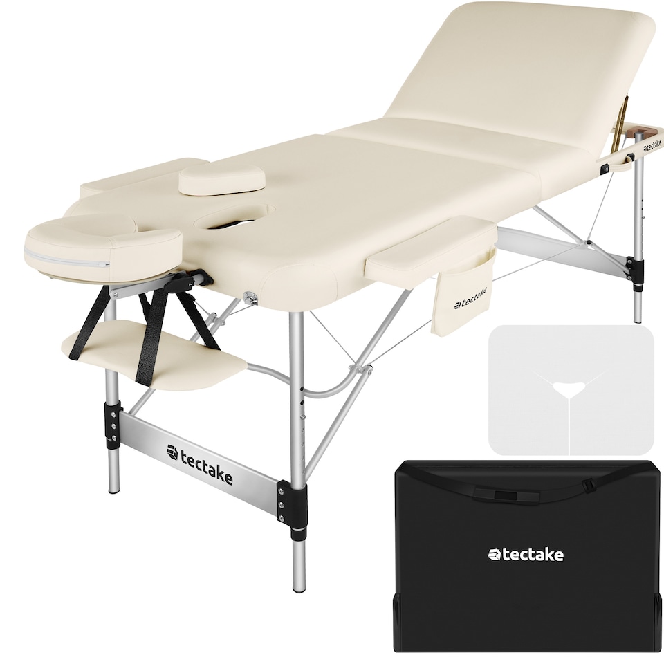 image 1 of Massage Table Phuket - 3 zones, 70 cm wide, aluminium frame, carry bag and masks | Cream | beige | 1