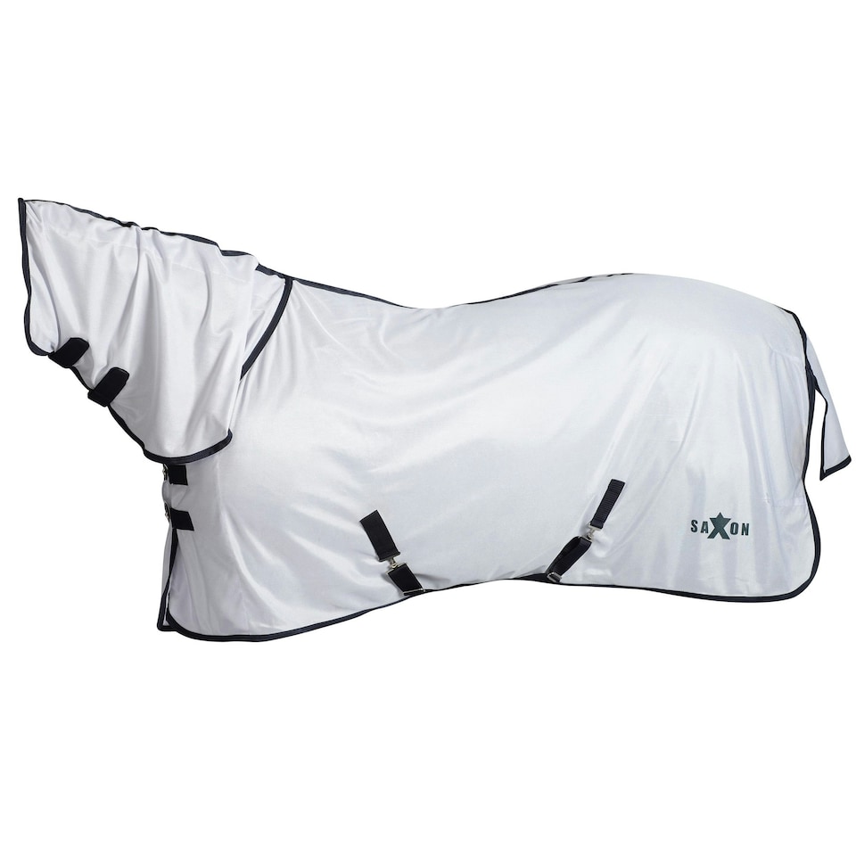 Saxon Mesh Combo Neck Turnout Rug - White/Navy - 6´ 0"