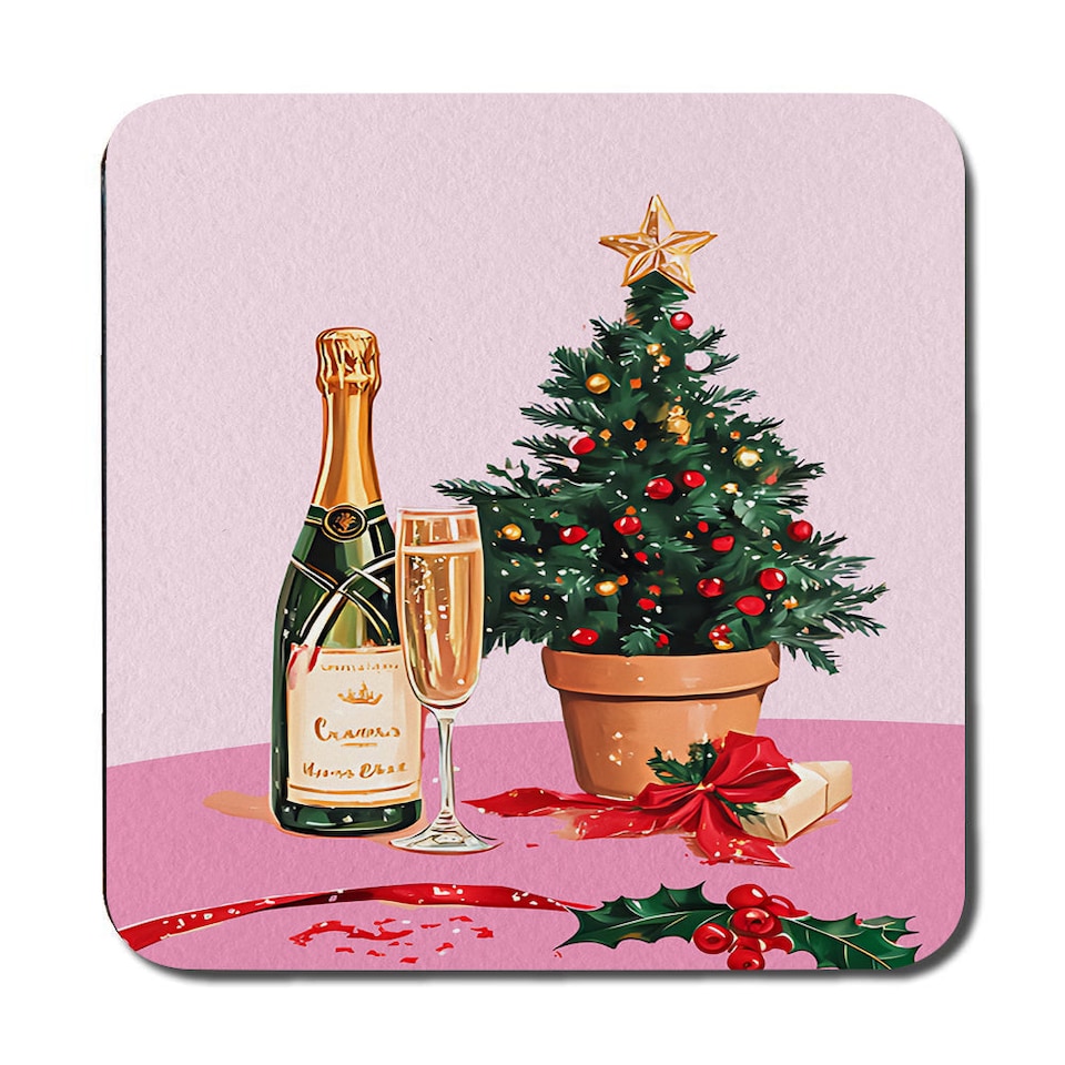 image 1 of Designer Christmas Placemat Coaster Set With Wood Backing And Premium Print Artwork Limited Edition