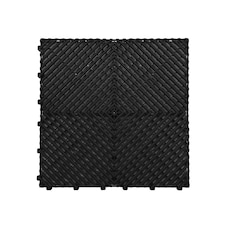 Modular Interlocking Ribbed Garage Vented Floor Tiles - Black